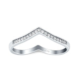 Half Eternity Heart Band Wedding Ring Round Simulated Cubic Zirconia 925 Sterling Silver (4mm)