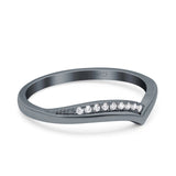 V Shape Wedding Engagement Band Eternity Ring Round Simulated Cubic Zirconia 925 Sterling Silver