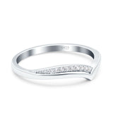 V Shape Wedding Engagement Band Eternity Ring Round Simulated Cubic Zirconia 925 Sterling Silver