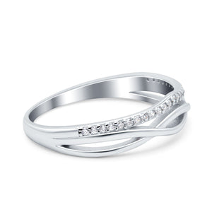 Infinity Shank Wedding Half Eternity Ring Round Simulated Cubic Zirconia 925 Sterling Silver