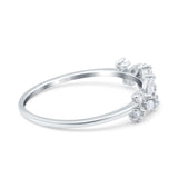 Petite Dainty Marquise Eternity Wedding Ring Simulated Cubic Zirconia 925 Sterling Silver