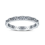 Eternity Stackable Wedding Band Bridal Ring Round Simulated Cubic Zirconia 925 Sterling Silver