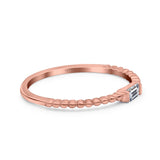 Simple Baguette Shape Wedding Ring Simulated Cubic Zirconia 925 Sterling Silver