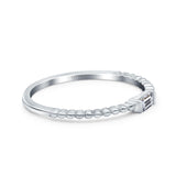 Simple Baguette Shape Wedding Ring Simulated Cubic Zirconia 925 Sterling Silver