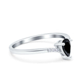 Teardrop Pear Art Deco Wedding Bridal Engagement Ring Round Simulated Cubic Zirconia 925 Sterling Silver
