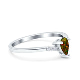 Teardrop Pear Art Deco Wedding Bridal Engagement Ring Round Simulated Cubic Zirconia 925 Sterling Silver