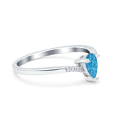 Teardrop Pear Art Deco Wedding Bridal Engagement Ring Round Simulated Cubic Zirconia 925 Sterling Silver