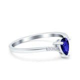 Teardrop Pear Art Deco Wedding Bridal Engagement Ring Round Simulated Cubic Zirconia 925 Sterling Silver
