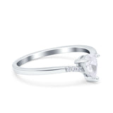 Teardrop Pear Art Deco Wedding Bridal Engagement Ring Round Simulated Cubic Zirconia 925 Sterling Silver