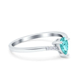 Teardrop Pear Art Deco Wedding Bridal Engagement Ring Round Simulated Cubic Zirconia 925 Sterling Silver