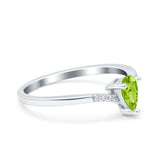 Teardrop Pear Art Deco Wedding Bridal Engagement Ring Round Simulated Cubic Zirconia 925 Sterling Silver