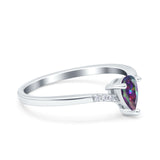 Teardrop Pear Art Deco Wedding Bridal Engagement Ring Round Simulated Cubic Zirconia 925 Sterling Silver