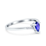 Teardrop Pear Art Deco Wedding Bridal Engagement Ring Round Simulated Cubic Zirconia 925 Sterling Silver