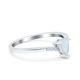 Teardrop Pear Art Deco Wedding Bridal Engagement Ring Round Simulated Cubic Zirconia 925 Sterling Silver