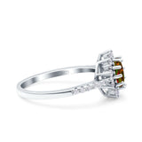 Halo Art Deco Wedding Bridal Ring Round Simulated Cubic Zirconia 925 Sterling Silver