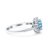 Halo Art Deco Wedding Bridal Ring Round Simulated Cubic Zirconia 925 Sterling Silver