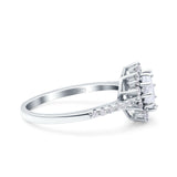 Halo Art Deco Wedding Bridal Ring Round Simulated Cubic Zirconia 925 Sterling Silver