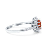 Halo Art Deco Wedding Bridal Ring Round Simulated Cubic Zirconia 925 Sterling Silver
