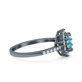 Halo Art Deco Wedding Bridal Ring Round Simulated Cubic Zirconia 925 Sterling Silver