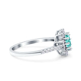 Halo Art Deco Wedding Bridal Ring Round Simulated Cubic Zirconia 925 Sterling Silver