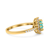 Halo Art Deco Wedding Bridal Ring Round Simulated Cubic Zirconia 925 Sterling Silver