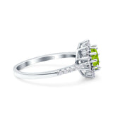 Halo Art Deco Wedding Bridal Ring Round Simulated Cubic Zirconia 925 Sterling Silver