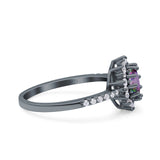 Halo Art Deco Wedding Bridal Ring Round Simulated Cubic Zirconia 925 Sterling Silver