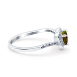 Halo Heart Art Deco Wedding Bridal Ring Round Simulated Cubic Zirconia 925 Sterling Silver