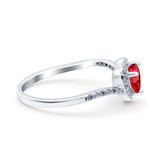 Halo Heart Art Deco Wedding Bridal Ring Round Simulated Cubic Zirconia 925 Sterling Silver