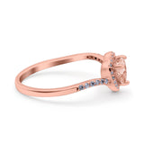 Halo Heart Art Deco Wedding Bridal Ring Round Simulated Cubic Zirconia 925 Sterling Silver