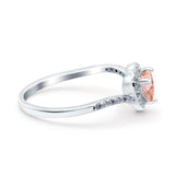 Halo Heart Art Deco Wedding Bridal Ring Round Simulated Cubic Zirconia 925 Sterling Silver