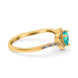 Halo Heart Art Deco Wedding Bridal Ring Round Simulated Cubic Zirconia 925 Sterling Silver