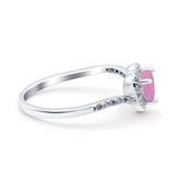 Halo Heart Art Deco Wedding Bridal Ring Round Simulated Cubic Zirconia 925 Sterling Silver