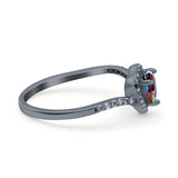 Halo Heart Art Deco Wedding Bridal Ring Round Simulated Cubic Zirconia 925 Sterling Silver