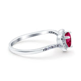 Halo Heart Art Deco Wedding Bridal Ring Round Simulated Cubic Zirconia 925 Sterling Silver