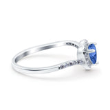 Halo Heart Art Deco Wedding Bridal Ring Round Simulated Cubic Zirconia 925 Sterling Silver