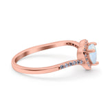 Halo Heart Art Deco Wedding Bridal Ring Round Simulated Cubic Zirconia 925 Sterling Silver