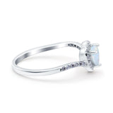 Halo Heart Art Deco Wedding Bridal Ring Round Simulated Cubic Zirconia 925 Sterling Silver