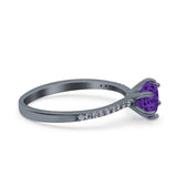 Art Deco Wedding Engagement Bridal Ring Round Simulated Cubic Zirconia 925 Sterling Silver