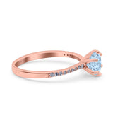 Art Deco Wedding Engagement Bridal Ring Round Simulated Cubic Zirconia 925 Sterling Silver