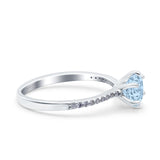 Art Deco Wedding Engagement Bridal Ring Round Simulated Cubic Zirconia 925 Sterling Silver