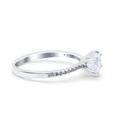 Art Deco Wedding Engagement Bridal Ring Round Simulated Cubic Zirconia 925 Sterling Silver