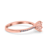 Art Deco Wedding Engagement Bridal Ring Round Simulated Cubic Zirconia 925 Sterling Silver