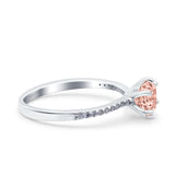 Art Deco Wedding Engagement Bridal Ring Round Simulated Cubic Zirconia 925 Sterling Silver