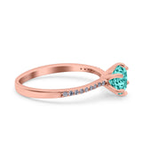 Art Deco Wedding Engagement Bridal Ring Round Simulated Cubic Zirconia 925 Sterling Silver