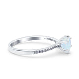 Art Deco Wedding Engagement Bridal Ring Round Simulated Cubic Zirconia 925 Sterling Silver