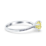 Art Deco Wedding Engagement Bridal Ring Round Simulated Cubic Zirconia 925 Sterling Silver