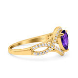 Halo Art Deco Wedding Pear Bridal Ring Crisscross Round Simulated Cubic Zirconia 925 Sterling Silver