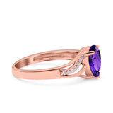 Teardrop Dainty Art Deco Pear Wedding Engagement Bridal Ring Round Simulated Cubic Zirconia 925 Sterling Silver