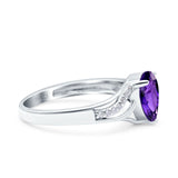 Teardrop Dainty Art Deco Pear Wedding Engagement Bridal Ring Round Simulated Cubic Zirconia 925 Sterling Silver